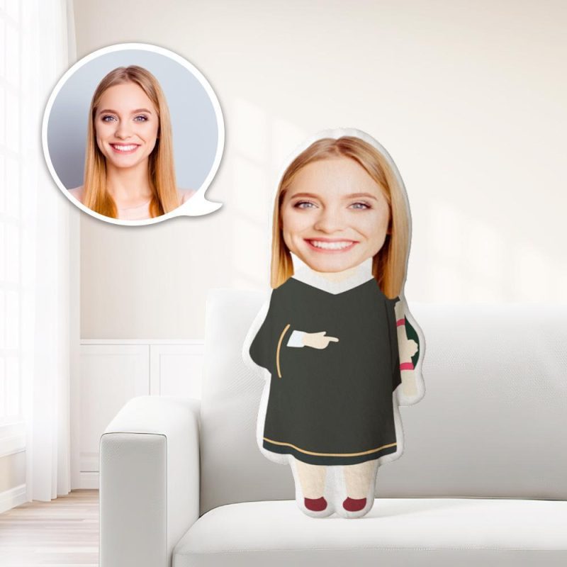 Face Graduation Plush Custom Minime Pillows Custom Pillows Academic Dress-Graduation Certificate Costume Custom Graduation Gifts