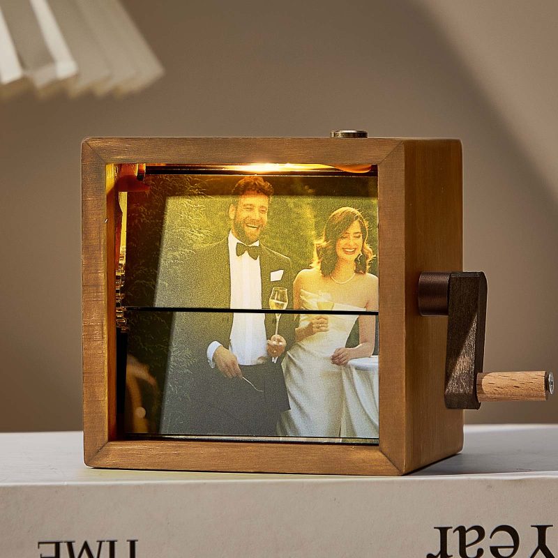 Custom Photo Flipbook Frame Animation Machine Mechanical Hand-cranked Flipbook Box Photo Album with Light Unique LGBT Pride Gift for Him & Him
