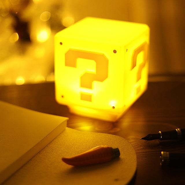 Bros Mini Question Mark Block Night Light Up Lamp With Sound for Kids Funny Lamp for Bedroom