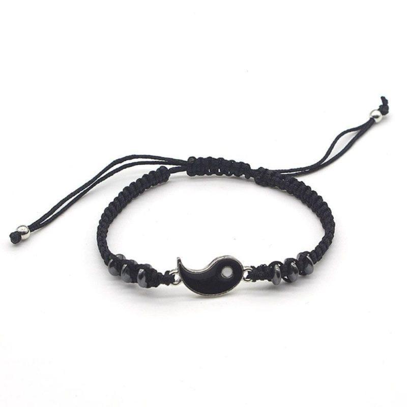 Yin Yang Adjustable Cord Bracelet Handmade Tai Chi Braided Rope Charm Bracelet
