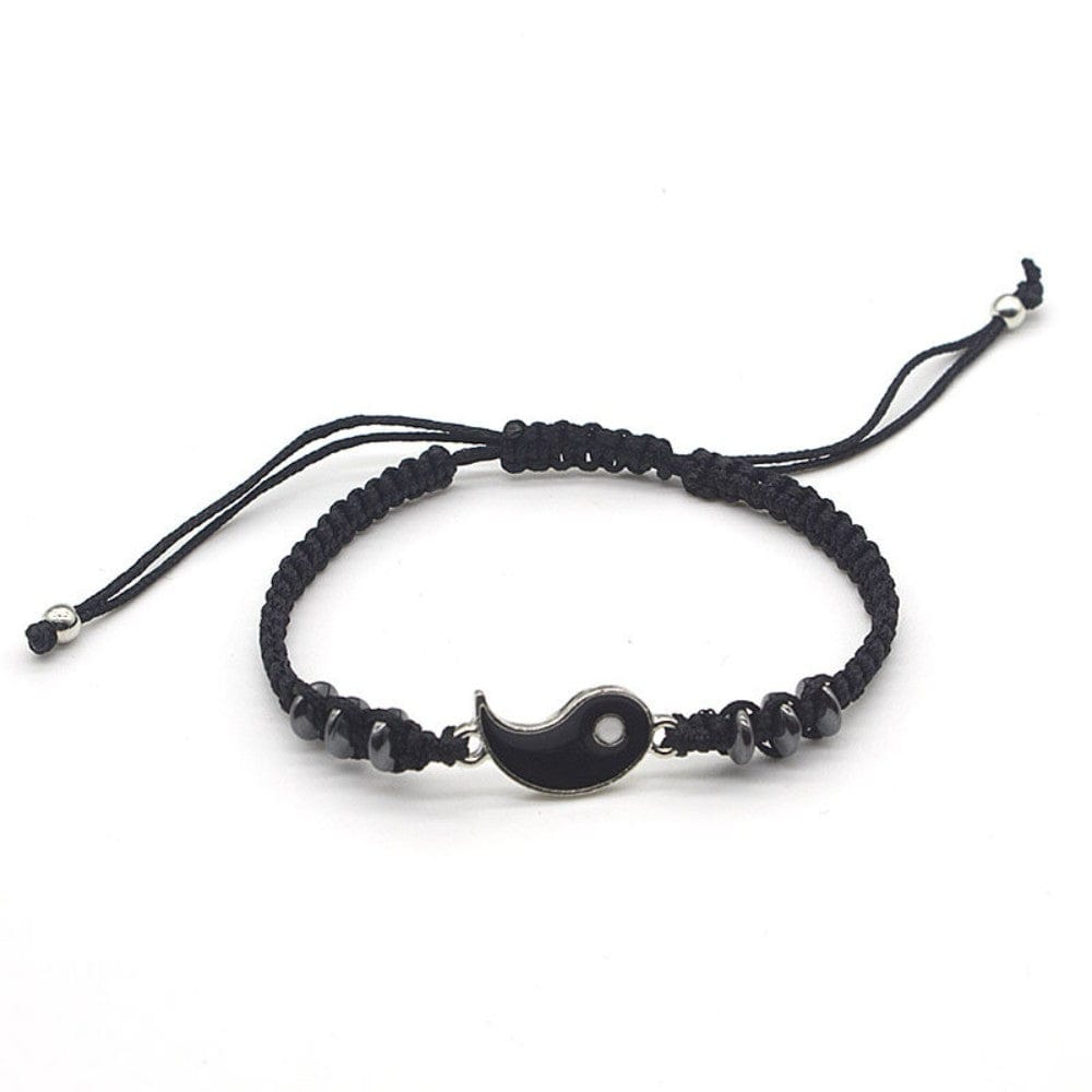 Yin Yang Adjustable Cord Bracelet Handmade Tai Chi Braided Rope Charm Bracelet
