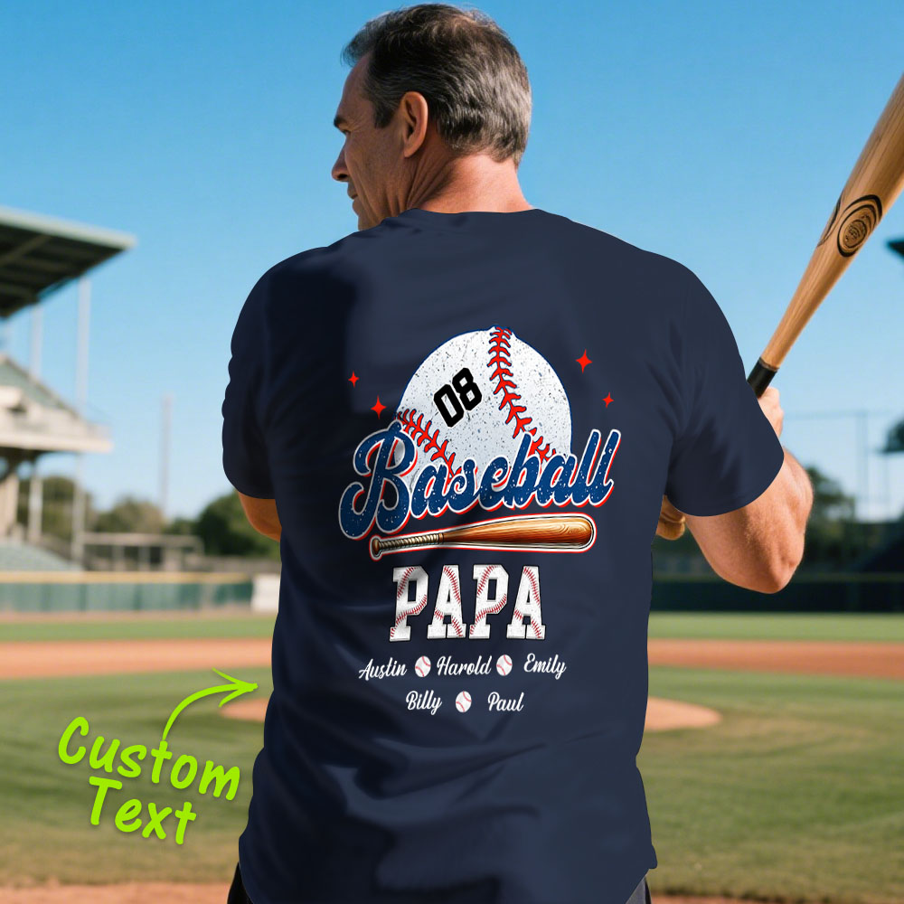 Custom Name Retro Baseball Dad & Kids Shirt Father's Day Gift - Image 2