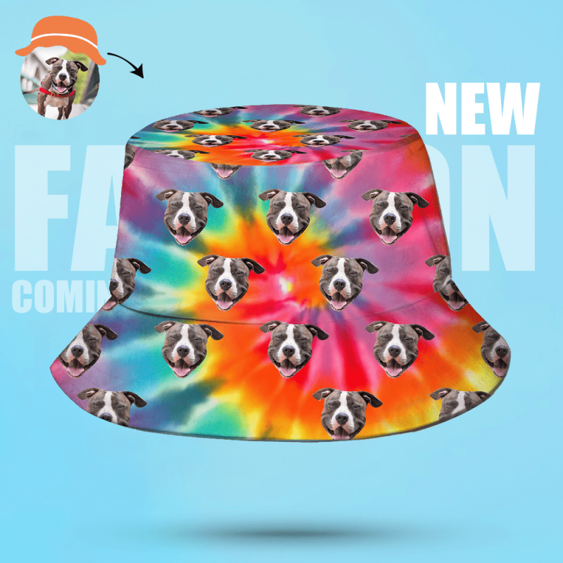 Custom Face Bucket Hat 2 Face Personalize Unisex Wide Brim Summer Bucket Hat Gift for Pet Lover