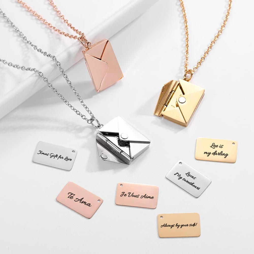 Custom Engraved Necklace Envelope Letter Secret Message Creative Gifts - Image 2