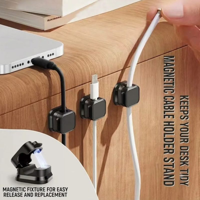 Magnetic Cable Organizer Clips Under Desk Cord Holder Stand Desktop Cord Keeper for Charging Cable Mouse Wire