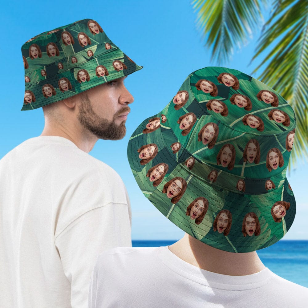 Personalized Face Funny Hawaiian Style Bucket Hat Double-Side-Wear Outdoors Sun Cap - Image 3