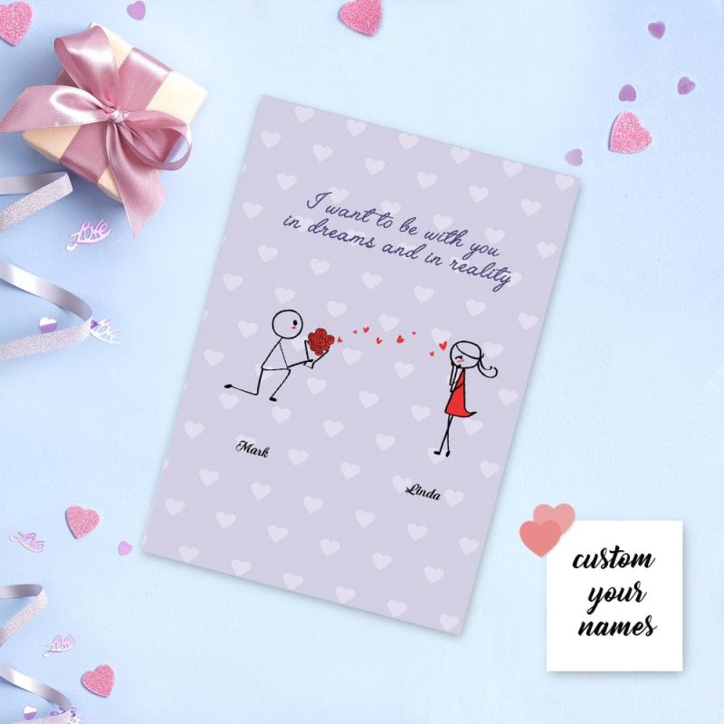 Custom Names Card Greeting Card Merry Me Love Card
