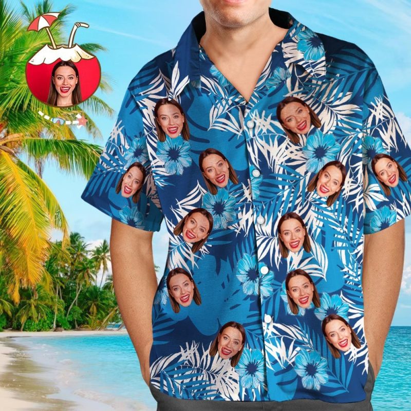 Custom Face Shirt Men’s Hawaiian Shirt for Boyfriend or Husband