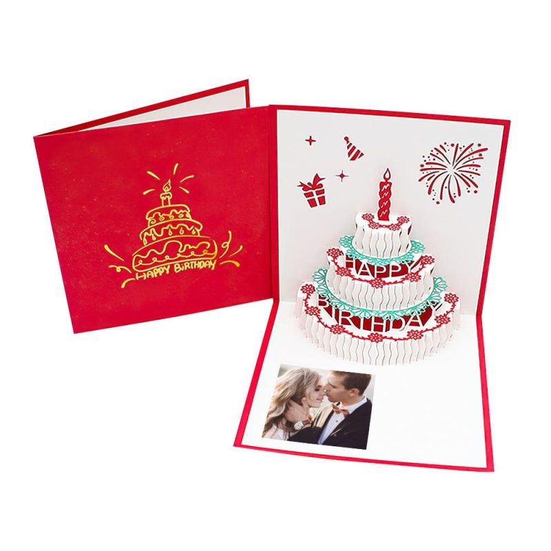 Custom Photo Birthday Cards 3D Pop Up Card Led Light Music Gifts for Her