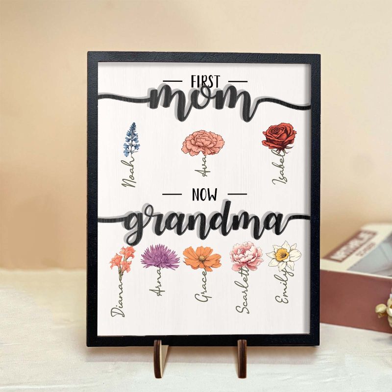 First Mom Now Grandma – Personalized Wooden Plaque Mother’s Day Gift