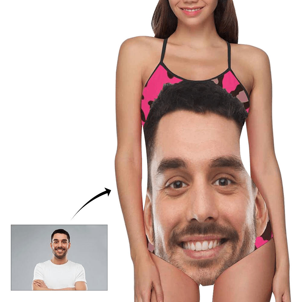 Custom Bathing Suit Husband Face Women Personalized One Piece Swimsuit Photo Swimwear - Image 2