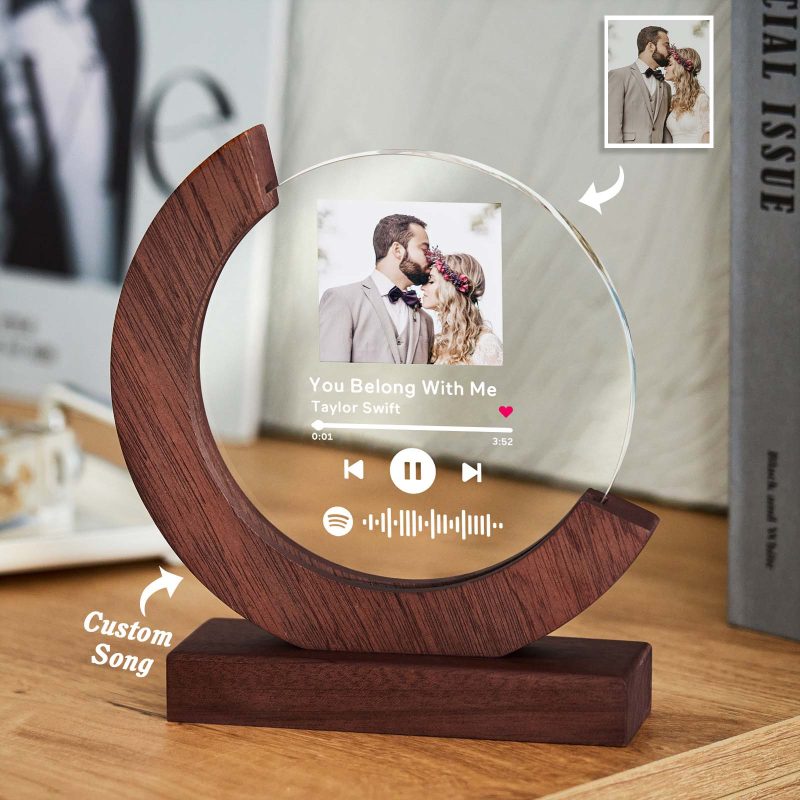 Scannable Custom Music Code Crystal Music Plaque with Personalized Photo