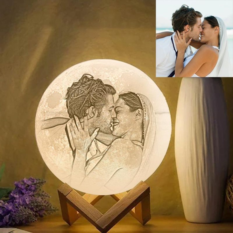 Wedding Anniversary Gift Moon Lamp – Remote Control 16 Colors Personalized Valentines Day Gifts Bedroom Gifts