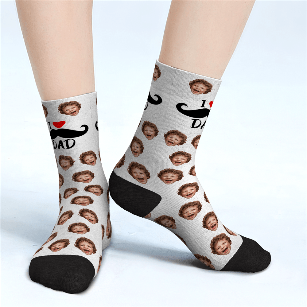 Father's Day Socks Father's Day Gifts Custom Face Socks For Dad - I Love Dad