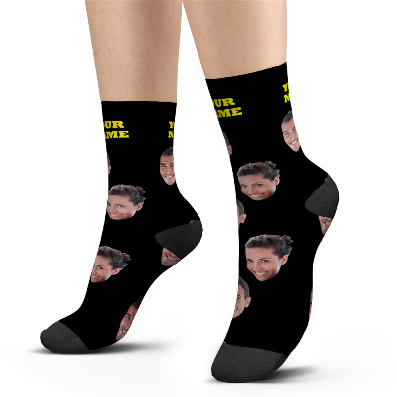 Custom Face Socks With Your Text 3D Preview