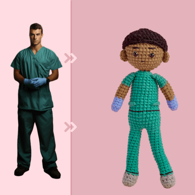 Full Body Customizable 1 Person Custom Crochet Doll Personalized Gifts Handwoven Mini Dolls – Scrubs