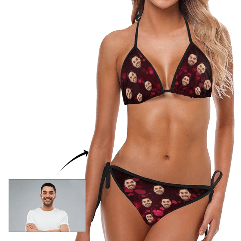 Custom Face Bikini Two Piece Swimsuit Personalized Bathing Suit Boyfriend Face Beach Pool Outfits