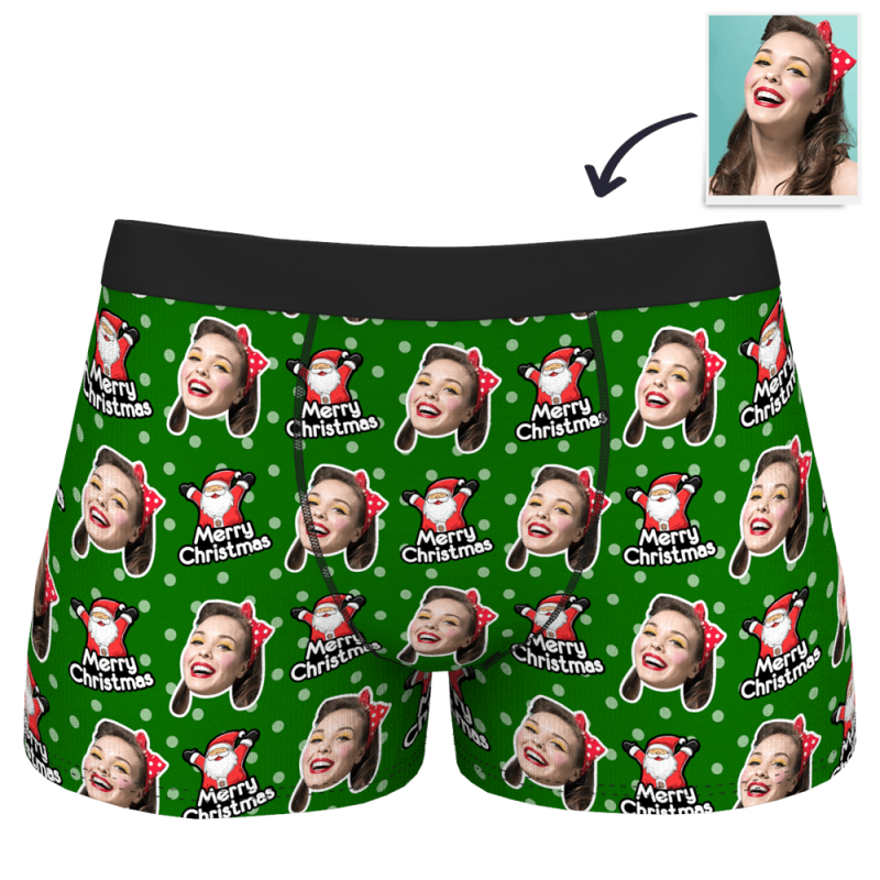 Boxer Brief with Face Christmas Hat – Santa Claus