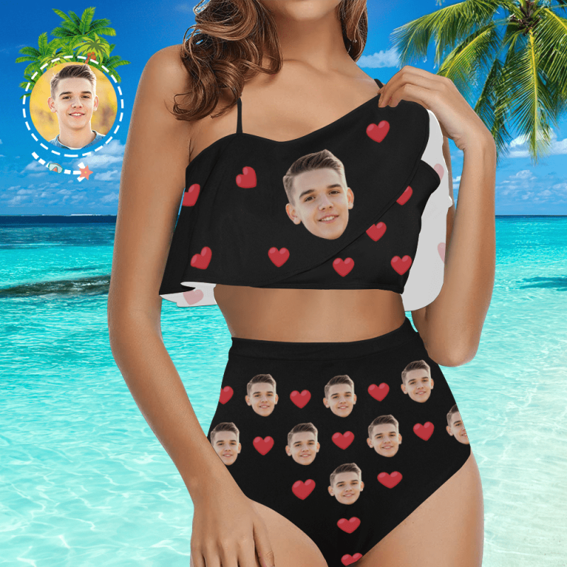 Customized High Waisted Bathing Suits Women’s Swimwear Gift For Her – Heart Valentines Day Gifts