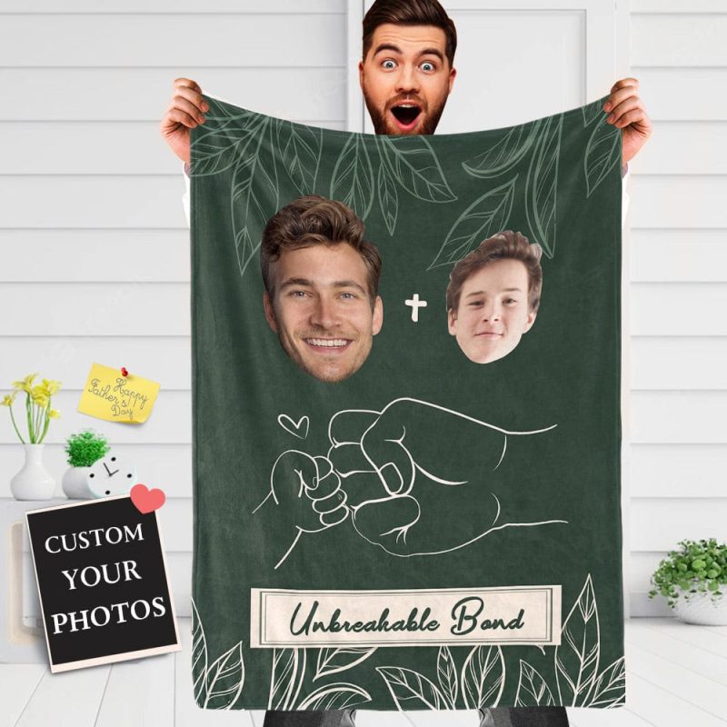 Custom Face Blanket Father’s Day Blanket Unbreakable Bond Between Father and Son