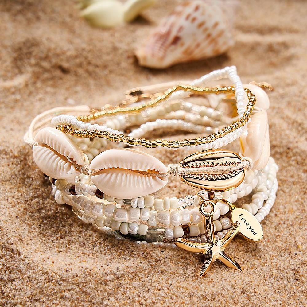 Custom Name Bracelet Beach Shell Boho Gift for Her - Image 2