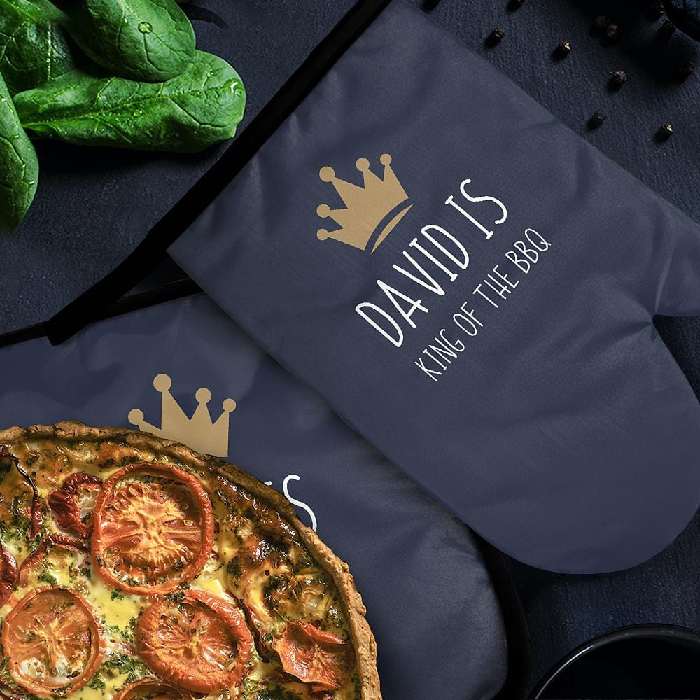 Custom Pot Holders Oven Mitts Set Baking Set Kitchen Gift - Dark Blue - Image 2