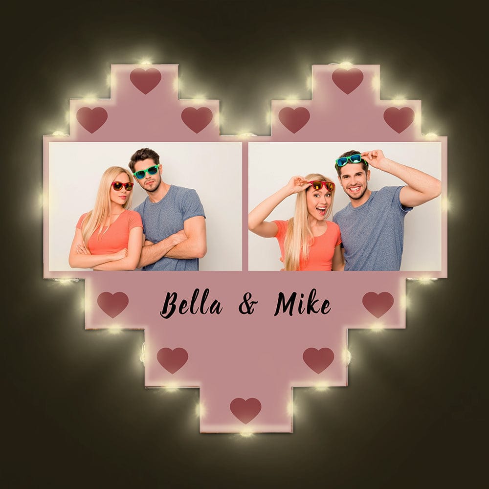 Valentine Gift Heart Shaped Photo Collage Light Lamp for Her Acrylic