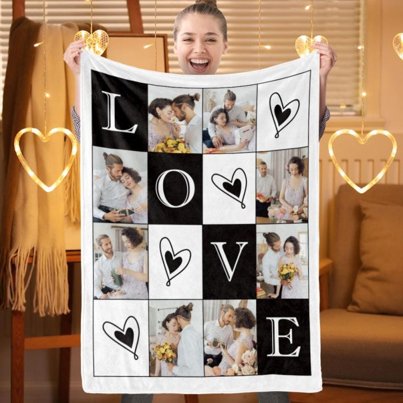 Custom Digital Collage Blanket Long Distance Relationship Gift