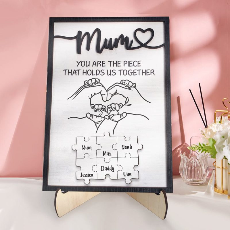 Personalized Mum Puzzle Plaque You Are the Piece That Holds Us Together Custom Family Member Puzzle Sign Mother’s Day Gifts