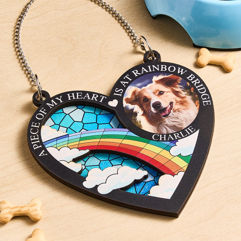 Custom Photo A Piece Of My Heart Personalized Window Hanging Suncatcher Ornament - Image 3
