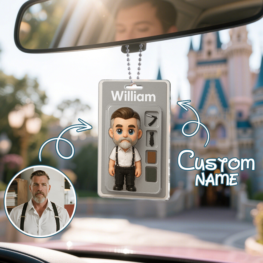 Fully Body Customizable Action Figure Pack Packaging Toy Box Style Art Gift Personalized Acrylic Car Hanger Gift for Him