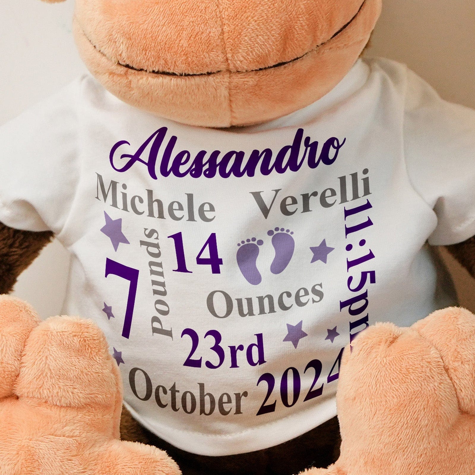 Personalized Animal Plush Stuffed Toy Birth Announcement Gift for Baby Shower - Image 5