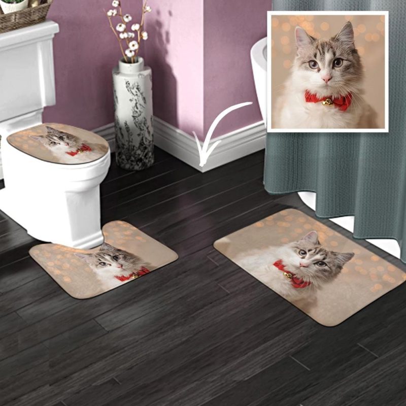 Custom Photo Bathroom Antiskid Pad 3pcs Bathroom Rug Bathroom Gifts