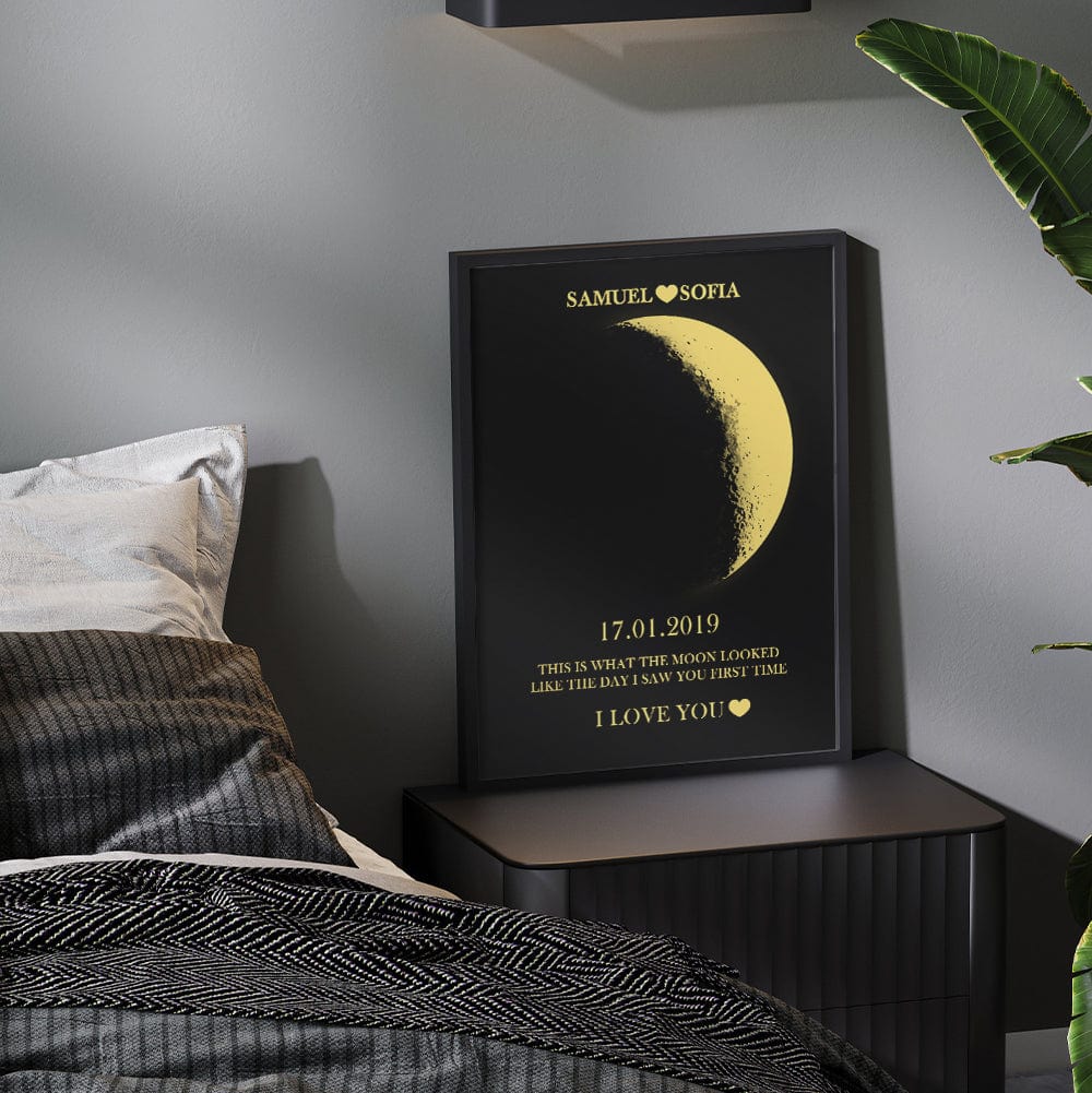 Custom Moon Phase and Names Wooden Frame with Your Text Best Gifts for Him