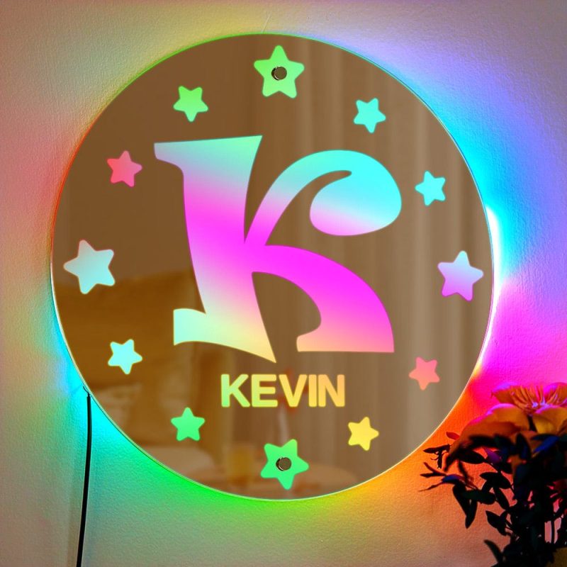 Personalized Custom Mirror Light Name Letter Night Light