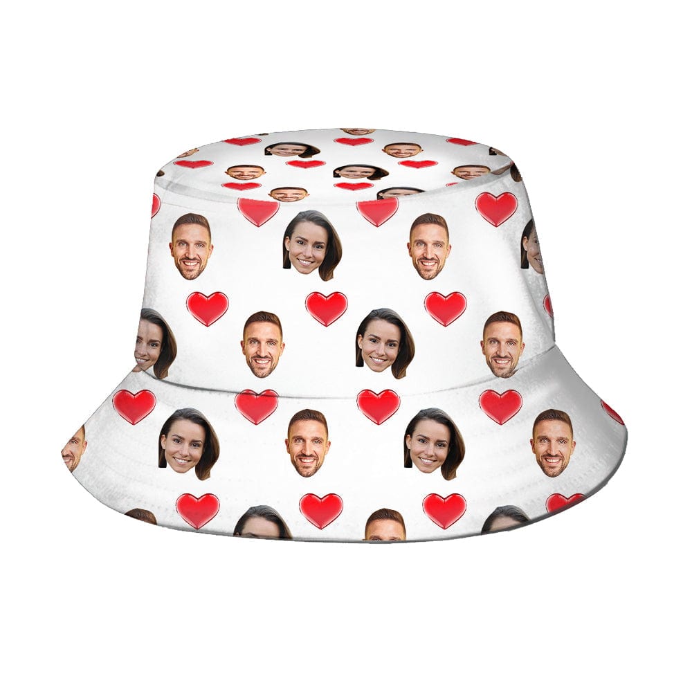 Custom Bucket Hat Personalized 2 Face Heart Print Summer Unisex Fisherman Hat - Image 2