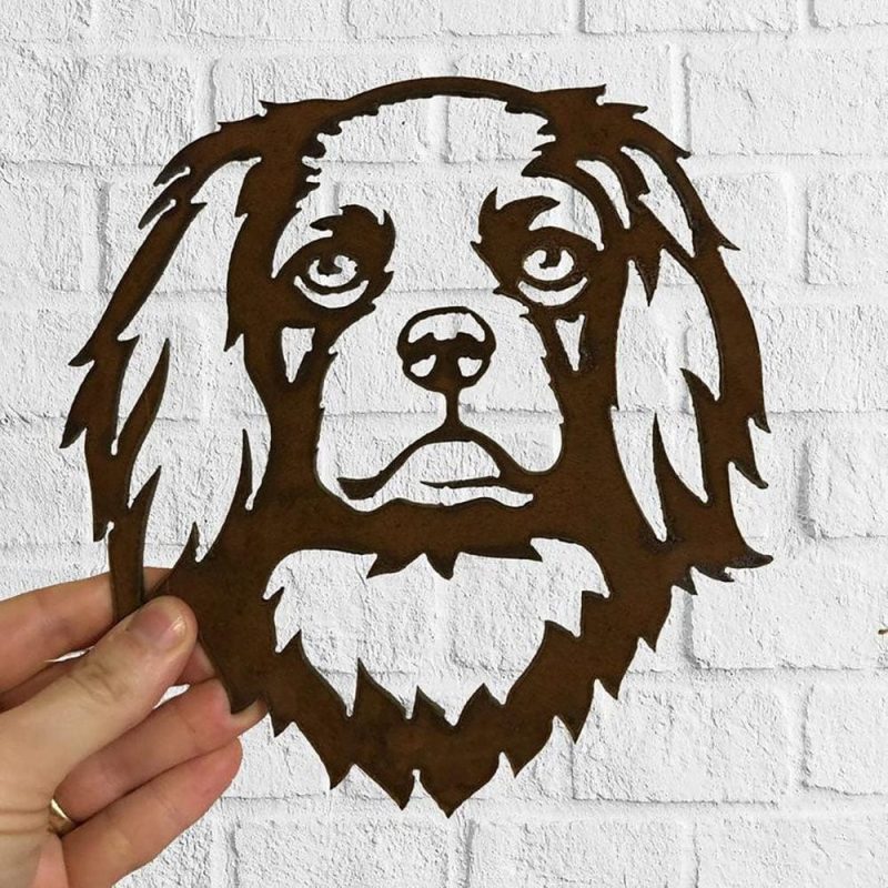 Dog Metal Wall Art Hanging Home Decor Puppy Pet Cavalier King Charles Spaniel