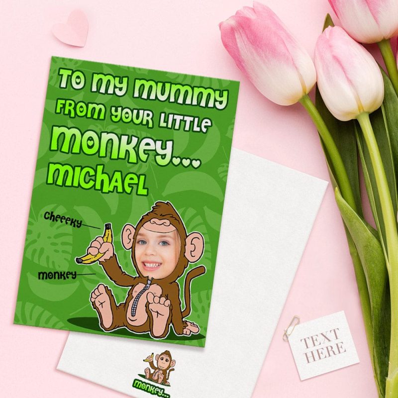 Personalized Card for Mom Custom Mother’s Day Card Monkey Cards Gifts For Mother