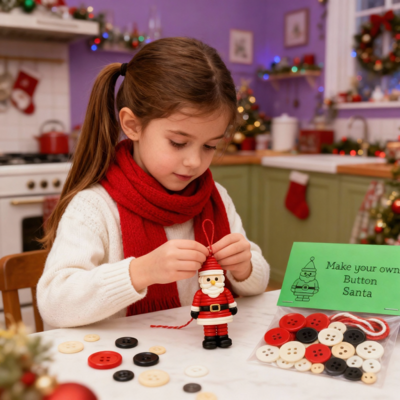 Create Your Own Button Snowman – Fun DIY Christmas Ornament Kit for Family Craft Time & Holiday Décor