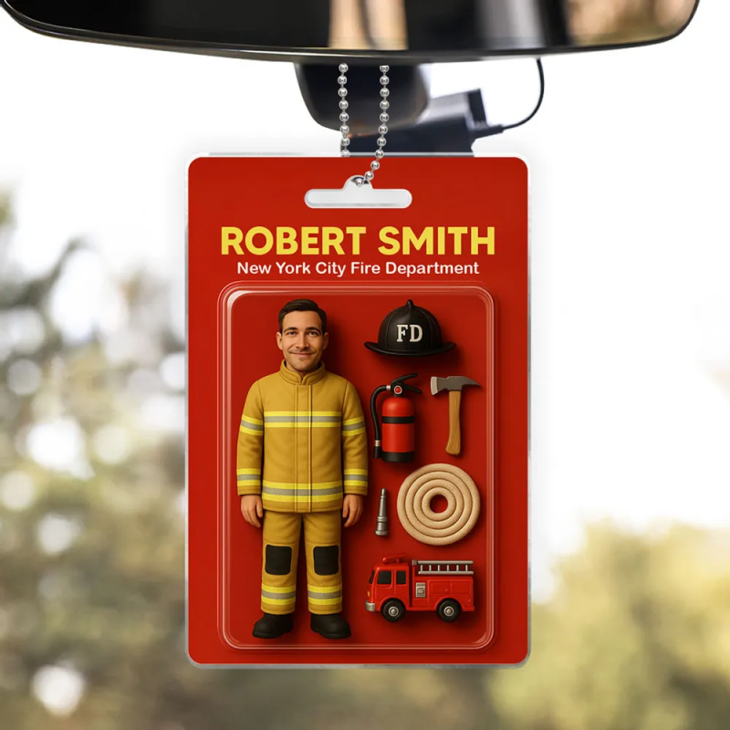 Fully Body Custom 3D Effect Action Figure Pack Packaging Toy Box Style Art Gift Personalized Acrylic Car Hanger Gift for Dad