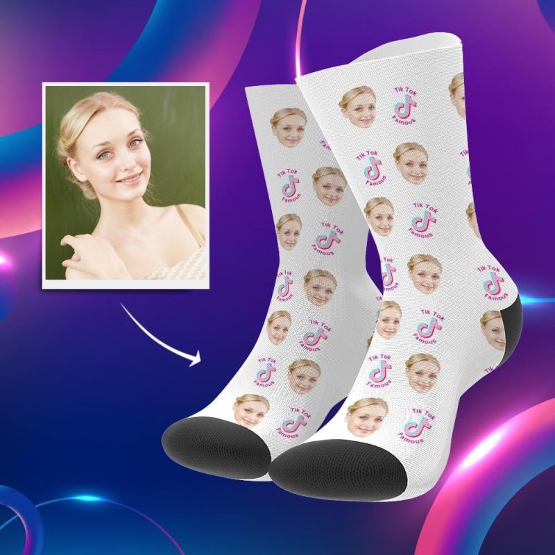 Tiktok Socks Personalized Face Socks TikTok Presents for Family 3 Sizes Christmas Gift