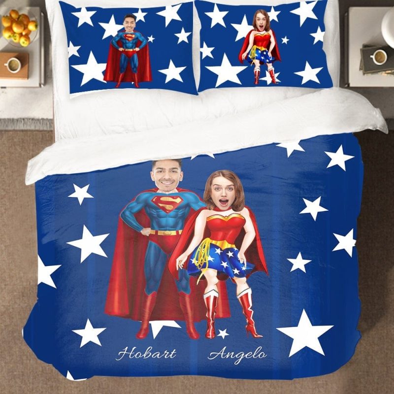 Valentine Duvet Cover Custom Bedding Set Gifts for Lovers Superman