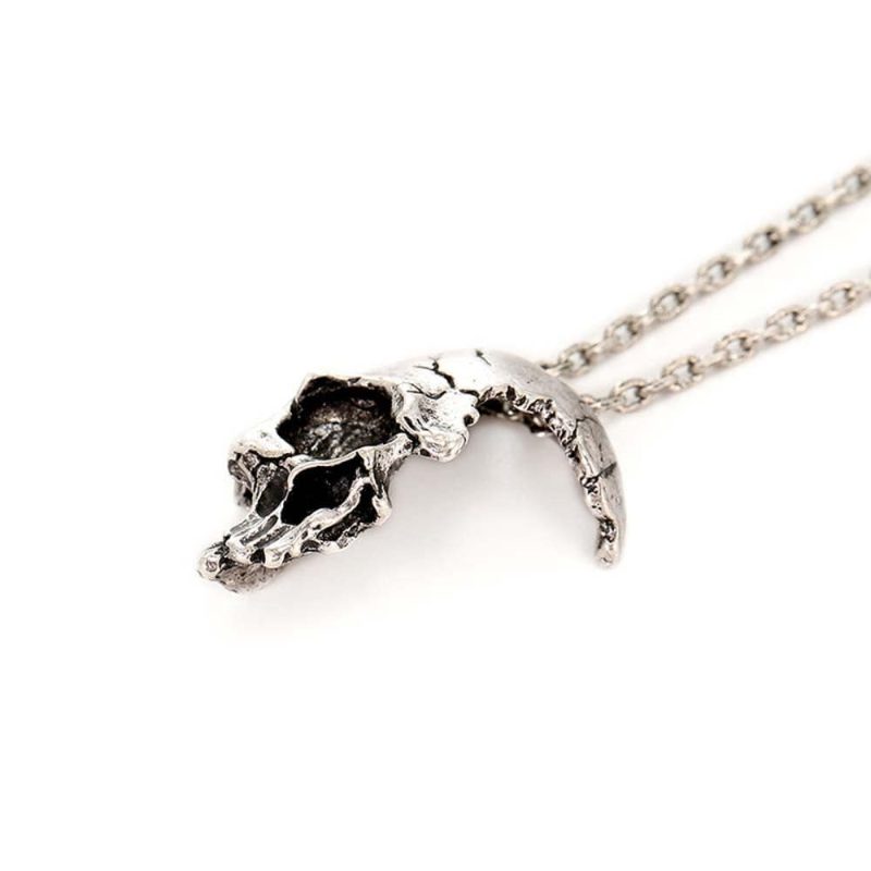 Halloween Necklace Half Face Skull Pendant Necklace Halloween Gifts