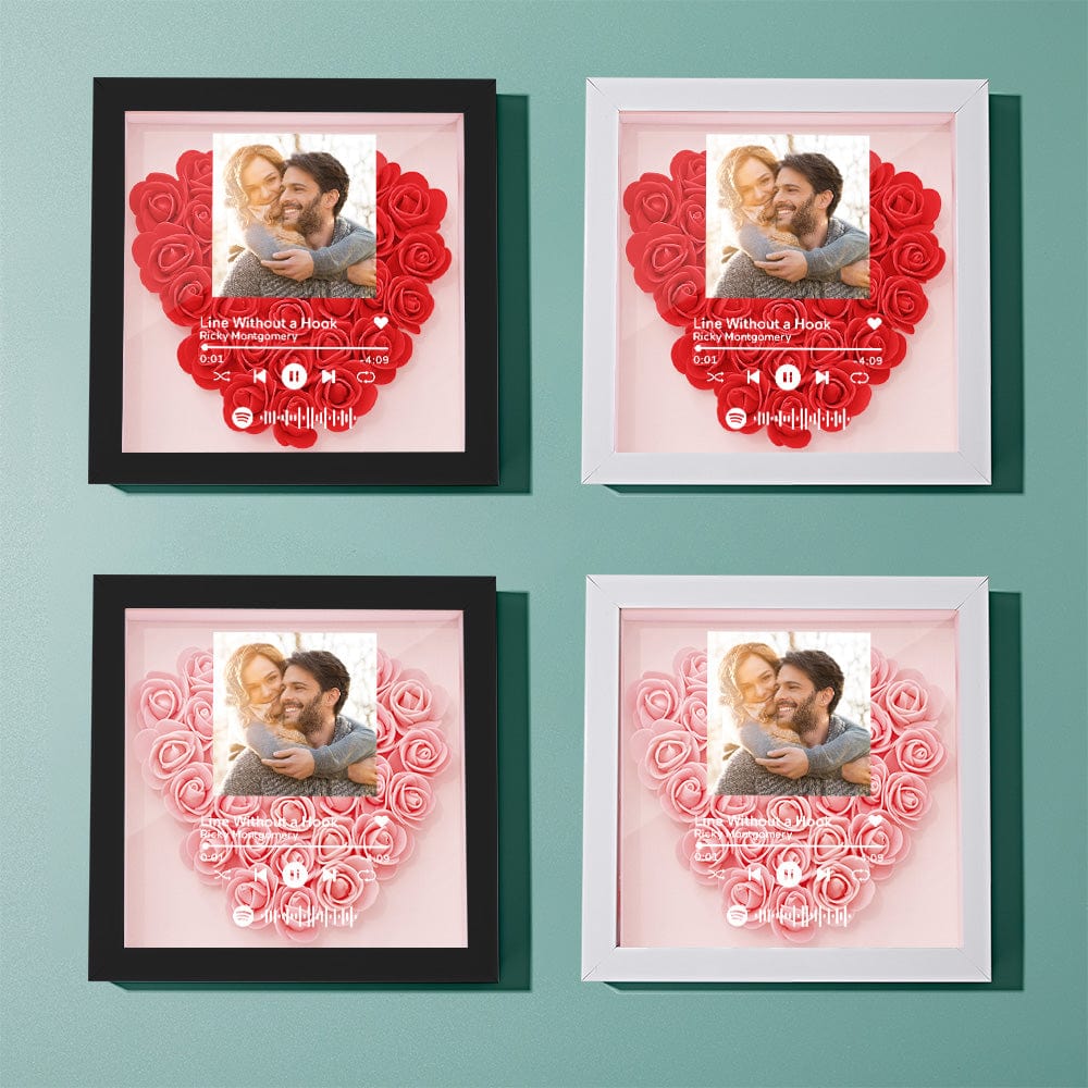 Custom Flower Shadow Box With Spotify Code Photo Gifts for Her 3 Tyles - Image 2