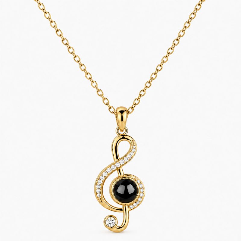 Musical Note Projection Necklace Romantic Gift For Valentines Day Anniversary Or Birthday With Heart Music Motif 3