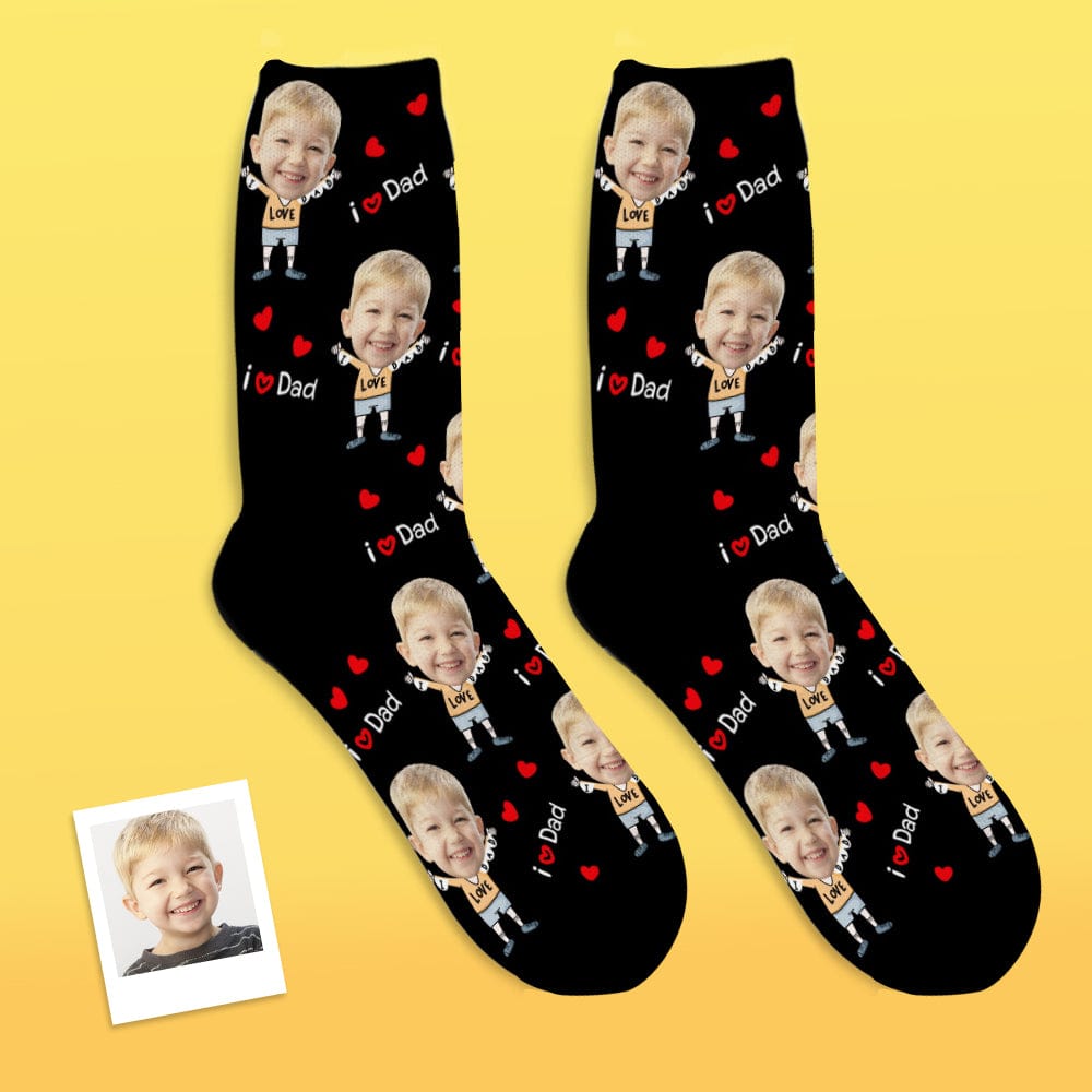 Father's Day Socks Custom Socks with 2 Faces 8 Colors - I Love Dad