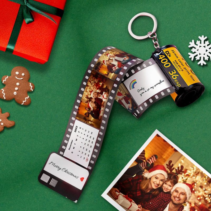 Camera Roll Film Keychain Calendar Keychain with Text I Love You Gifts