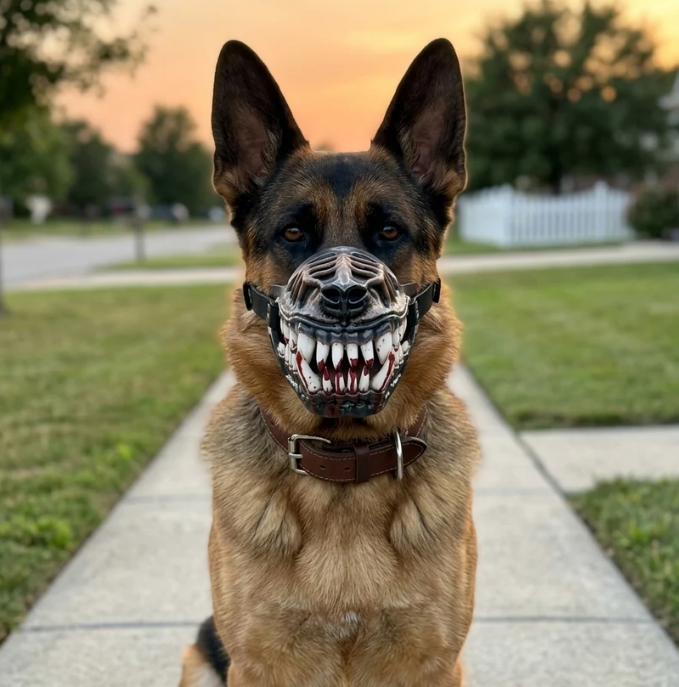 Terrifying Dog Muzzle Bloody Fangs Rubber Style Pet Muzzle Halloween Prank Prop