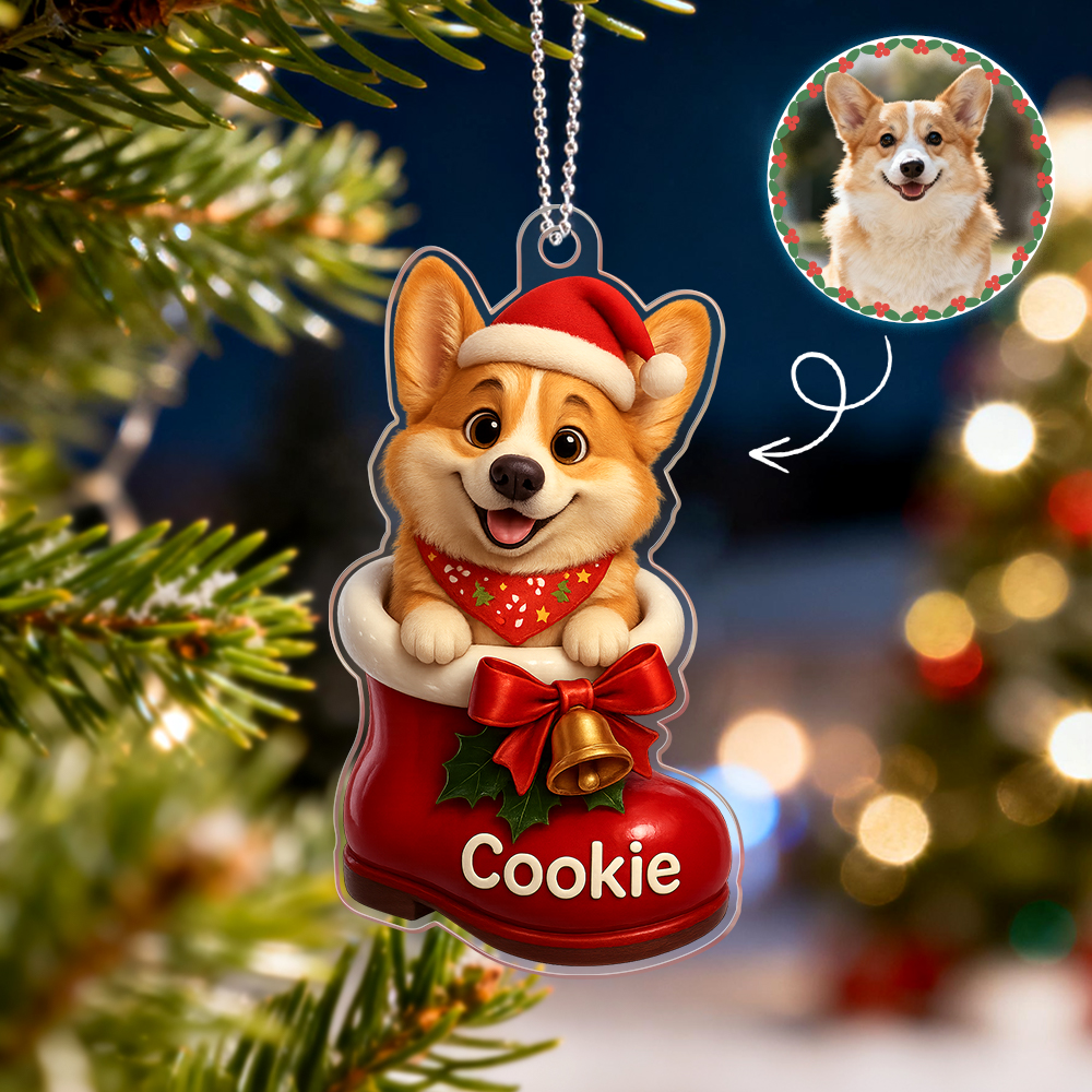 Custom Acrylic Car Hanger Pet Love In Stocking for Cute Dog Cats Christmas Gifts Lovely Gift In Memory of Your Pets Existence - SantaSocks - Image 2