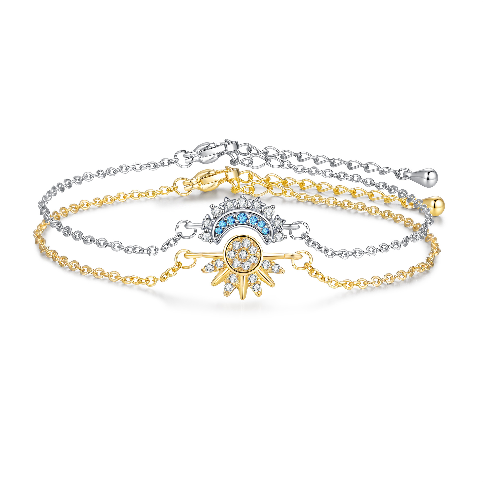 Moon and Sun Diamond Couple Bracelets Magnetic Bracelet Set